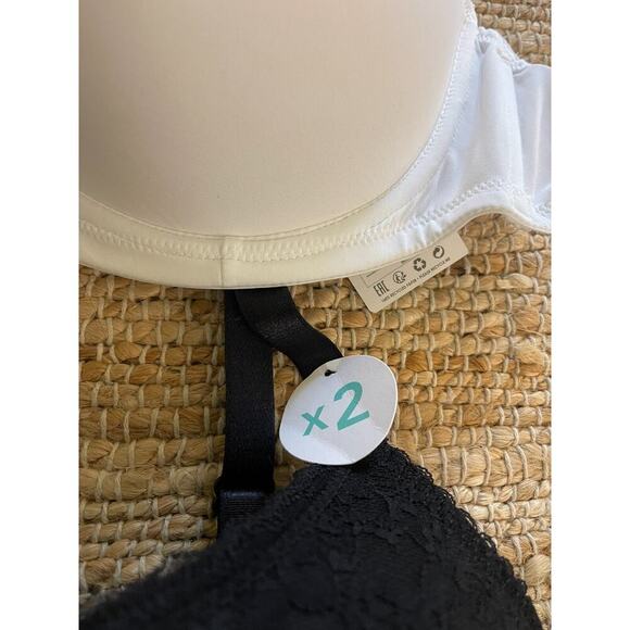 Dorina 2 Pack Bra Set 44B Sonia Plunge Bra Underwire Push Up Black White NEW - Picture 4 of 7